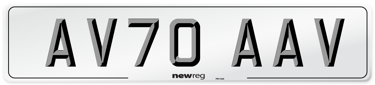 AV70 AAV Number Plate from New Reg